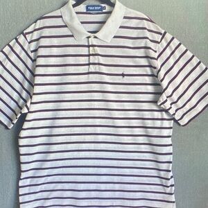 Polo by Ralph Lauren Men's Polo Shirt - White and Purple Stripes